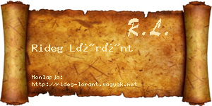 Rideg Lóránt névjegykártya